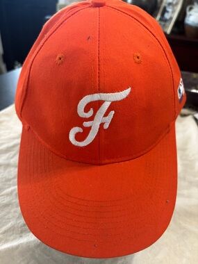 Orange Baseball Cap with White Embroidered 'F'